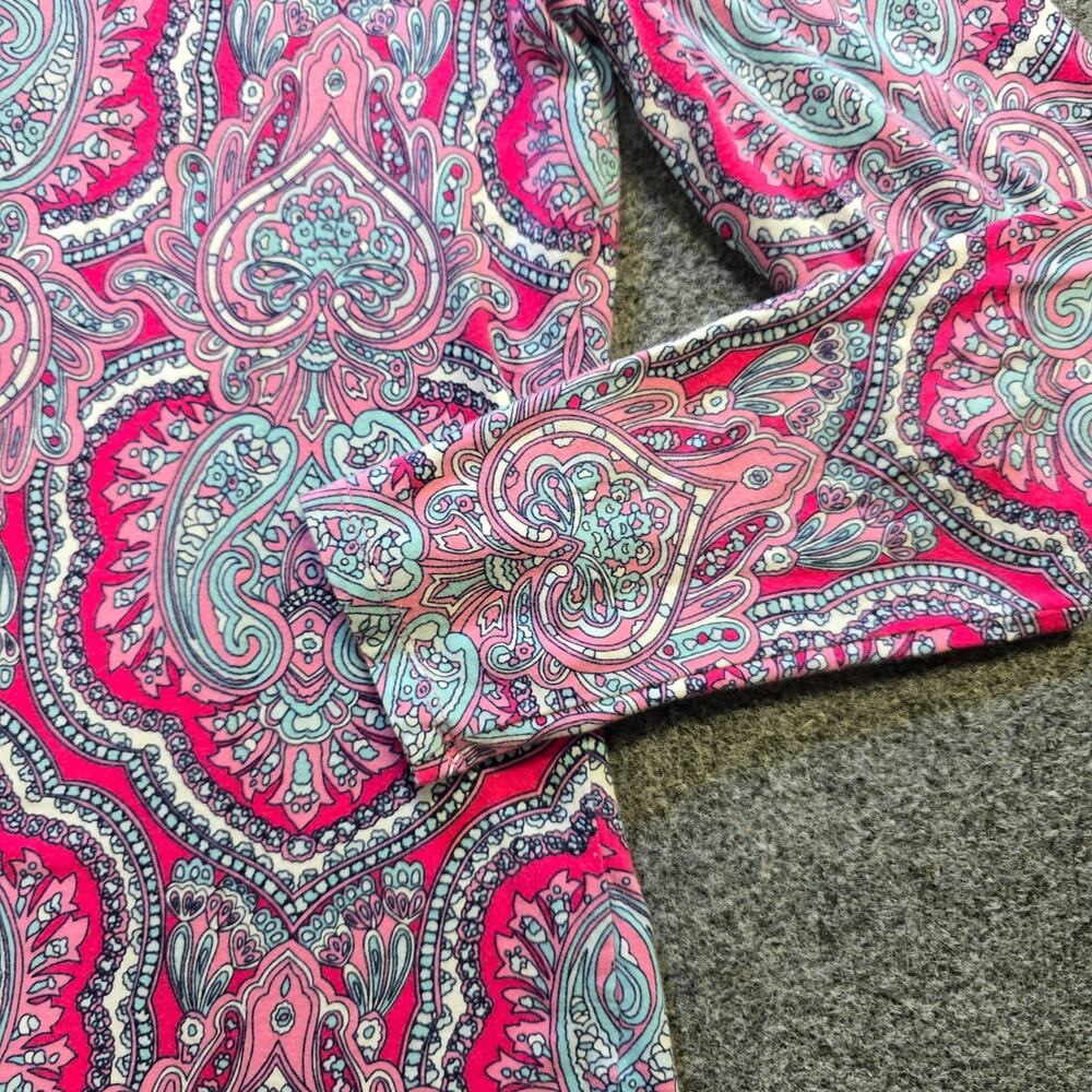 Talbots Top Women Size Small Pink Paisley Long Sleeve Colorful Round Neck Casual - Picture 4 of 9